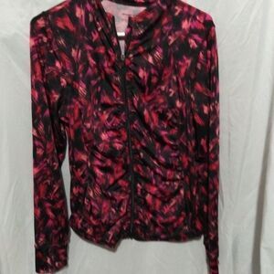 Exertek Zippered Work Out Jacket Women Size L Long Sleeve Pockets Grunge